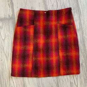 Plaid mini skirt fall autumn cozy vintage mod retro orange
